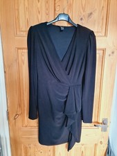 Womens New Look Plain Black Long Sleeve Bodycon Dress Size 8