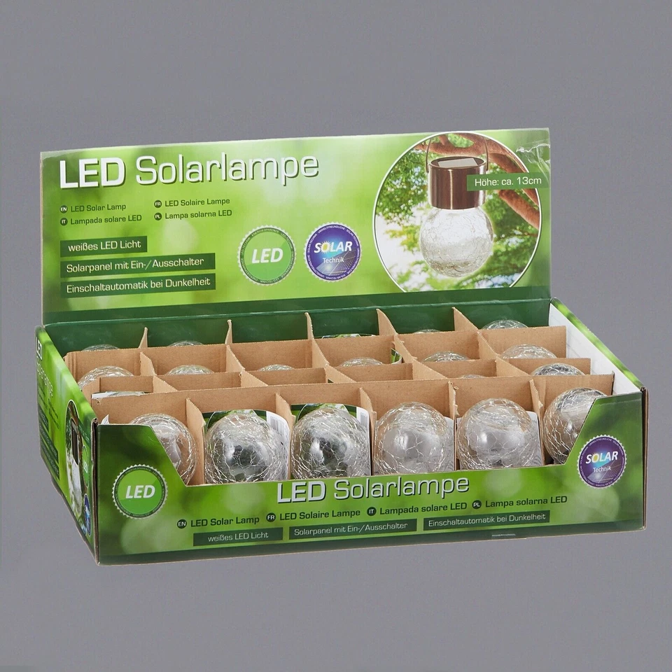 1/4/8 LED Solar Hängeleuchte Glas-Kugel Leuchte Lampe Solarkugel Balkon Garten - Bild 3 von 3