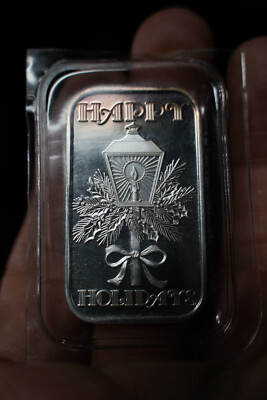 1992 Happy Holidays | Christmas 1 Troy oz .999 Fine Silver bar