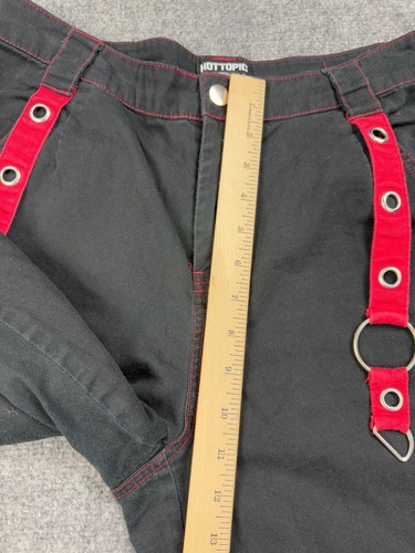Pantaloncini cargo Hot Topic Cargo Grommet donna 9 nero rosso bondage goth punk emo - Foto 8 di 10