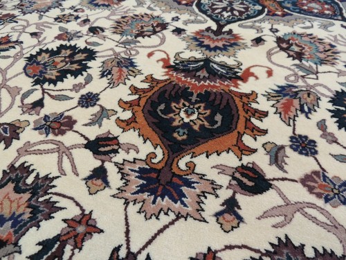9x12 Tabrize Oriental Area rug wool hand-knotted Gray Navy Rust TEAL Green WOW!! - Picture 10 of 12