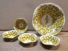 MR PEANUT NUT BOWL SET, Tin Litho, 1940s / 50s PLANTERS NUTS Advertising