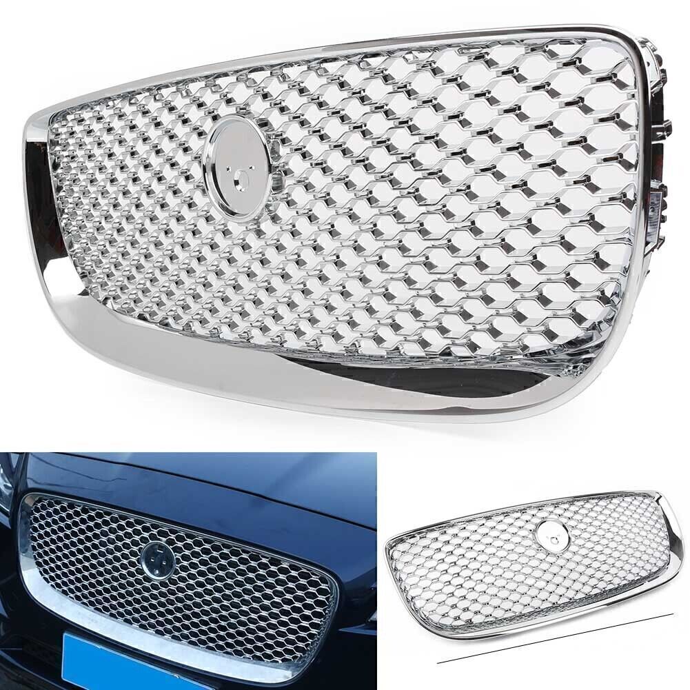 1X Upper Center Grill Front Radiator Grille Mesh For Jaguar XJ 2016-2020 Chrome