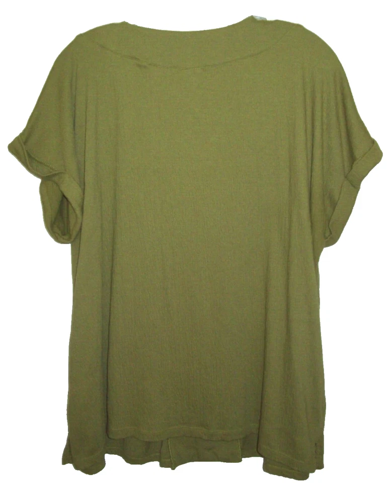 Ava and Viv Pullover STRETCHY Olive Green Top Blouse PLUS SZ 1X Chest 52" - Image 4 of 4