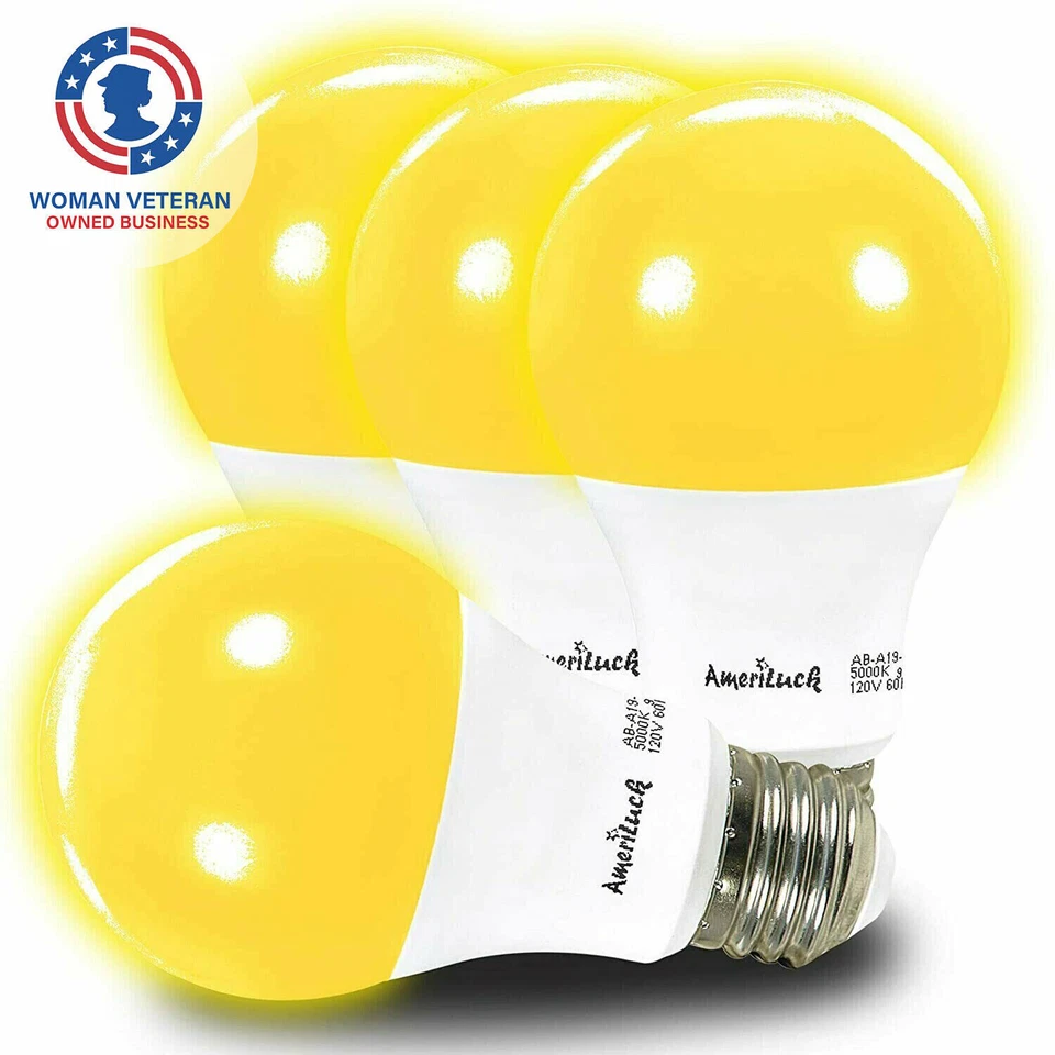 A19 Colored LED Bug Mosquito Light Bulb 60W Equivalent (7W) Multicolor 4 Pack - Image 3 of 4