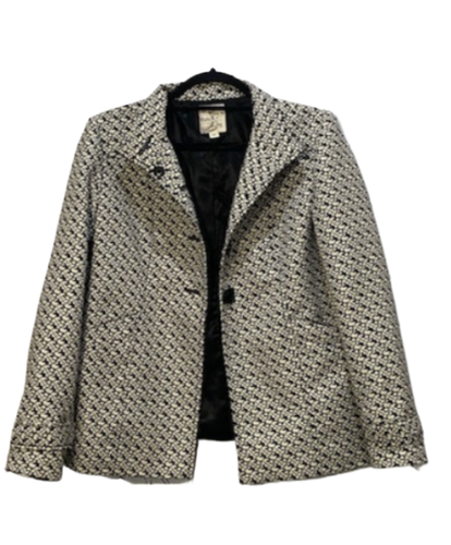 TULLE Women Cream Black Brocade Blazer Jacket Sz M Business Office Professional - 第 2/6 張圖片
