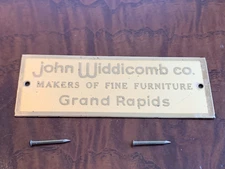 Vintage John Widdicomb Grand Rapids  Brass Tag Logo Nameplate Free Shipping