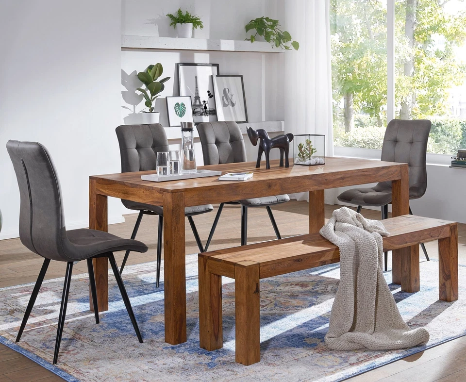 Sitzbank Massiv Holzbank Sheesham Esszimmerbank 160 cm Küchenbank Esszimmer Bank - Bild 2 von 4