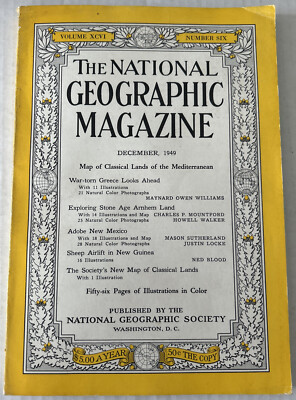 National Geographic Magazine - December 1949 Mediterranean, Greece, Santa/Coke
