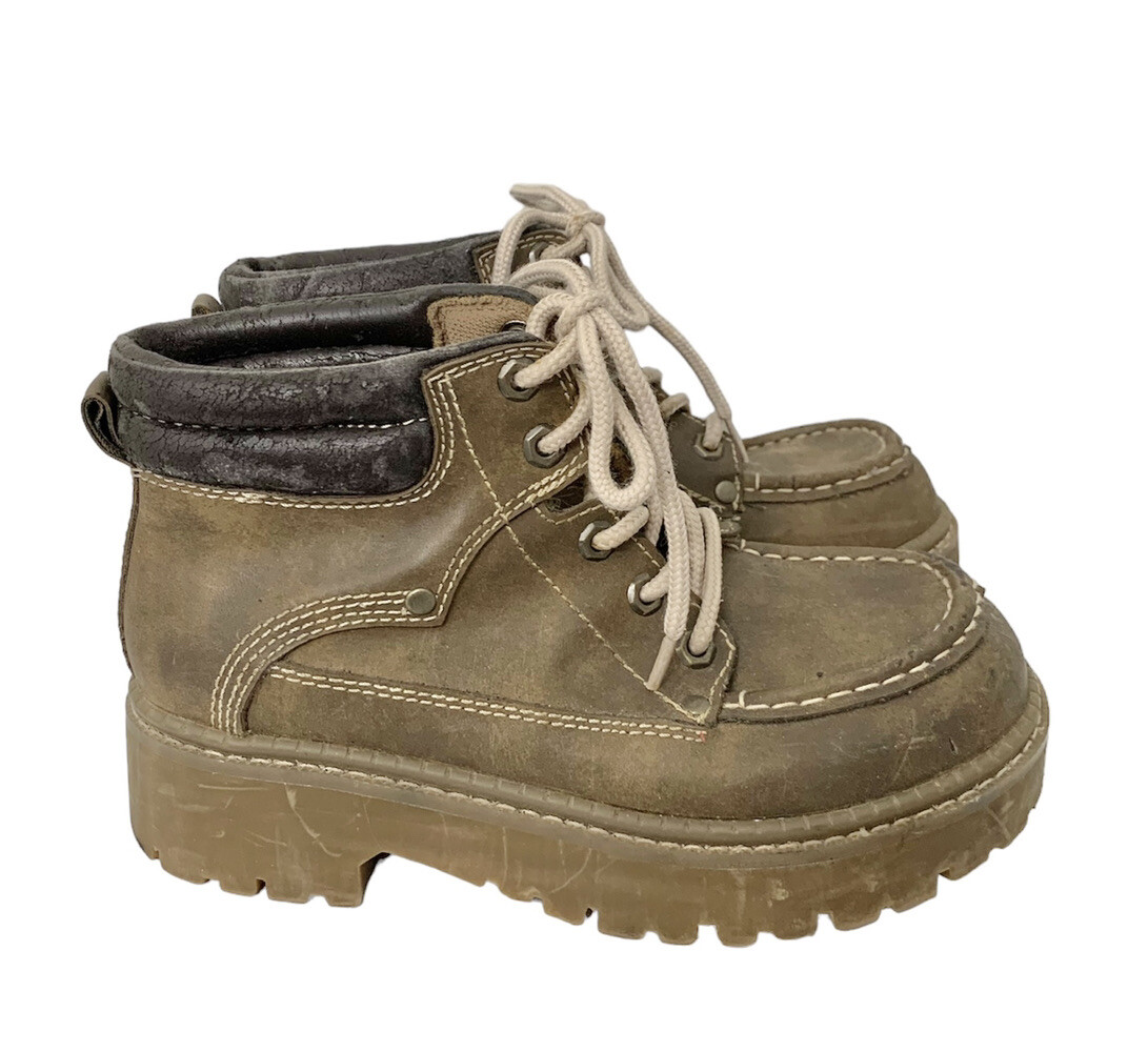 VTG 90s Y2K Maurices Chunky Platform Hiker Poly Lace Up Boot Size 7 Women