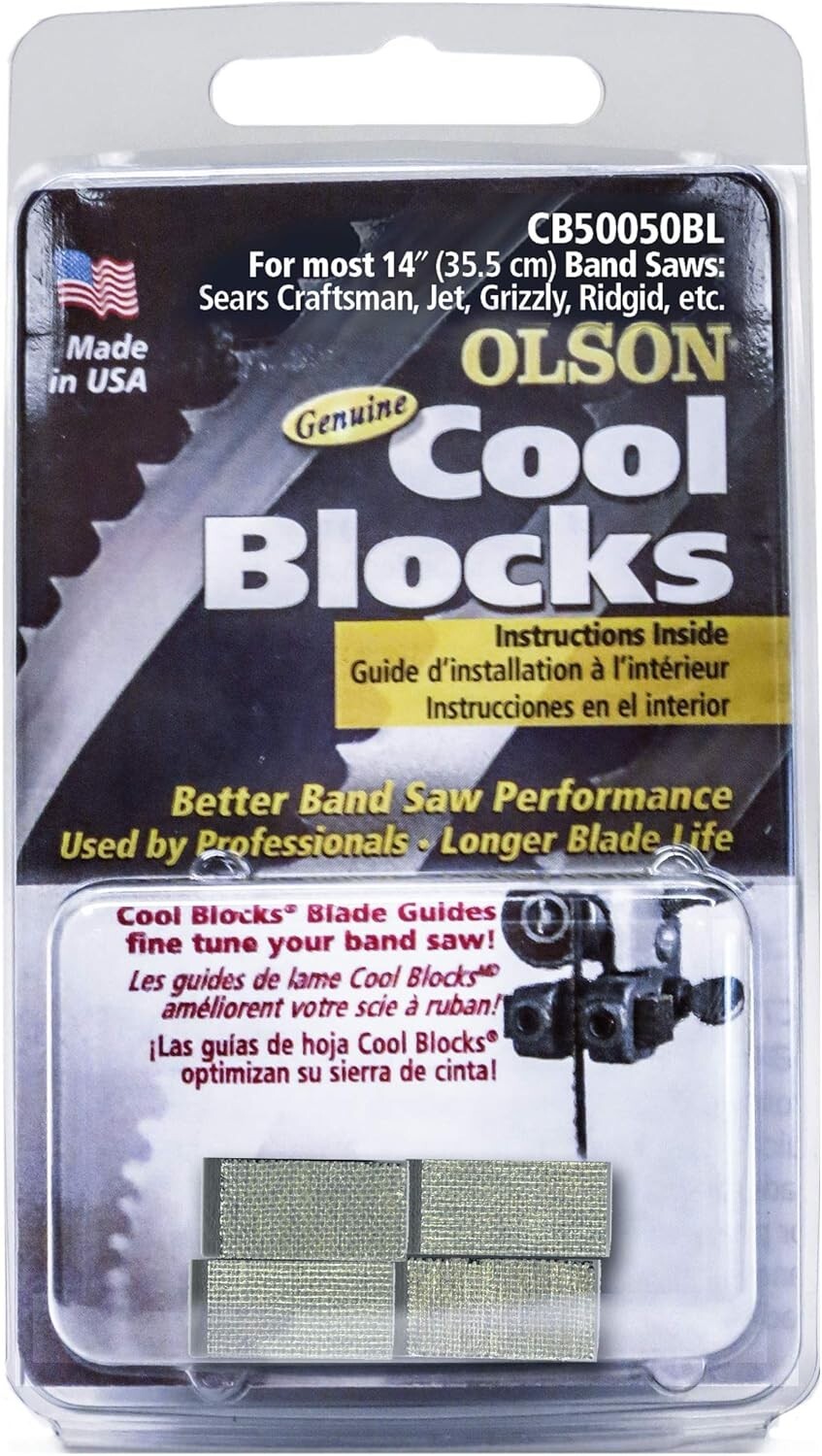OLSON SAW CB50050BL 14" Band Saw Accessory Cool Blocks