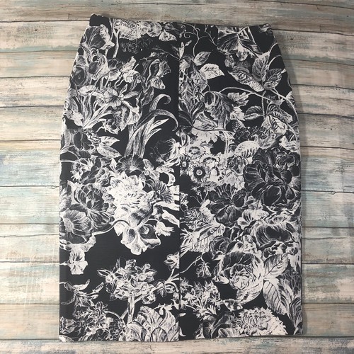 NWT Loft Floral Print Pencil Skirt Lined Navy White Sz 2T - Picture 3 of 8