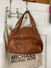 Michael Kors Astor Grab Bag handbag Luggage Leather With Silver Satchel
