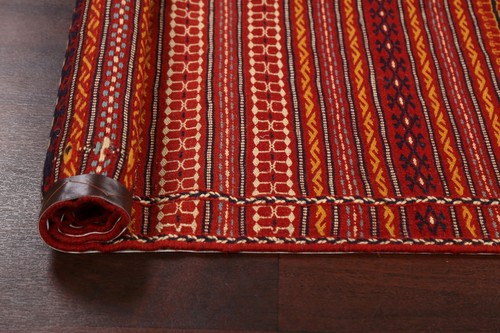 Tribal Geometric Kilim-Sumak Hand-woven Runner Rug Hallway Oriental 2x7 Carpet - Picture 8 of 12