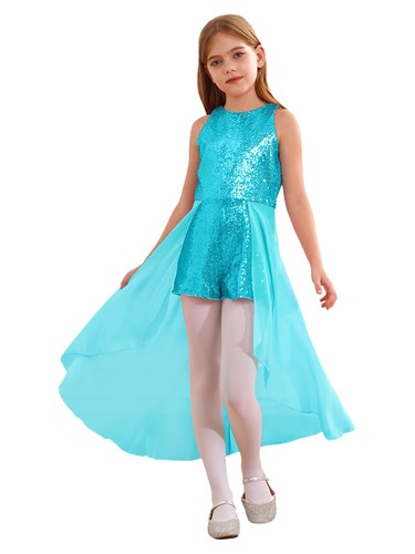 Kids Girls Chiffon Sequined Birthday Prom Pageant Party Jumpsuit Romper Gowns - Picture 37 of 72