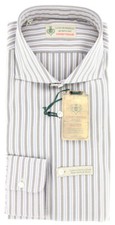 Luigi Borrelli Beige Striped Cotton Shirt - Extra Slim - GB8381 