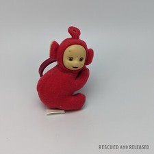 2000 Teletubbies 4" Red Po Clip On Keychain Ring Backpack Plush /w Hard Face Y2K