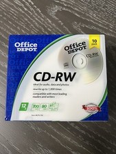 CD-RW 10 Pack Office Depot 12x 700 MB 80 Min, New and Sealed