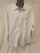 Cremieux Classic White Oxford Shirt Mens White Sz XXL Button LS BLUE PLAID ELBOW