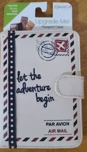 Passport Holder Case Let The Adventure Begin Air Mail Travel Wallet Miamica New - Picture 1 of 6