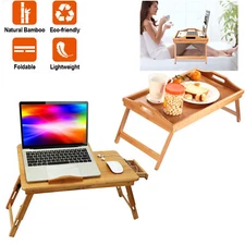 Bamboo Bed Tray Breakfast Laptop Table Foldable Portable Bedroom Desk Lap Tray