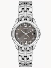 Seiko SGE653 Le Grand Sport White Dial Stainless Steel Wristwatch MSRP $270