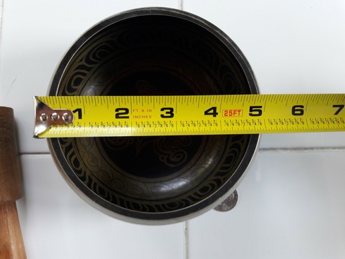 Tibetan Singing Bowl - Made in Nepal with Wooden Striker - 5 Inches wide/3 deep - Picture 4 of 5