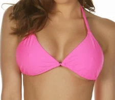 Brazilian Bikini Top Size 12 Unpadded Triangle Fluro Pink Holiday Beachwear