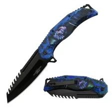 DARK FANTASY BLADES  SKULL SPRING ASSISTED OPEN FOLDING POCKET KNIFE BLUE