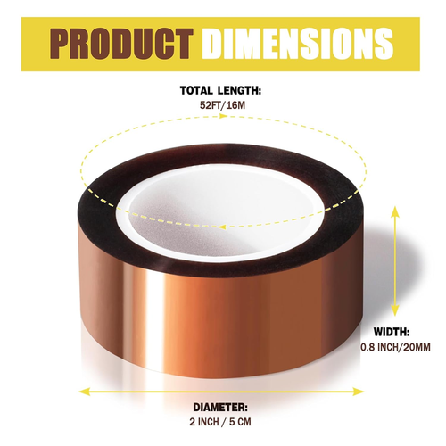 4 Rolls 20Mm X16M(52Ft) Heat Tape High Temperature Heat Resistant Tape Heat Tran - Picture 2 of 12
