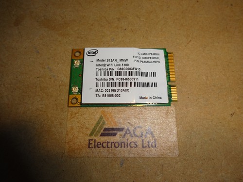 Toshiba Tecra M10 Laptop Wireless WiFi Karte. Toshiba P/N: G86C0003FQ10