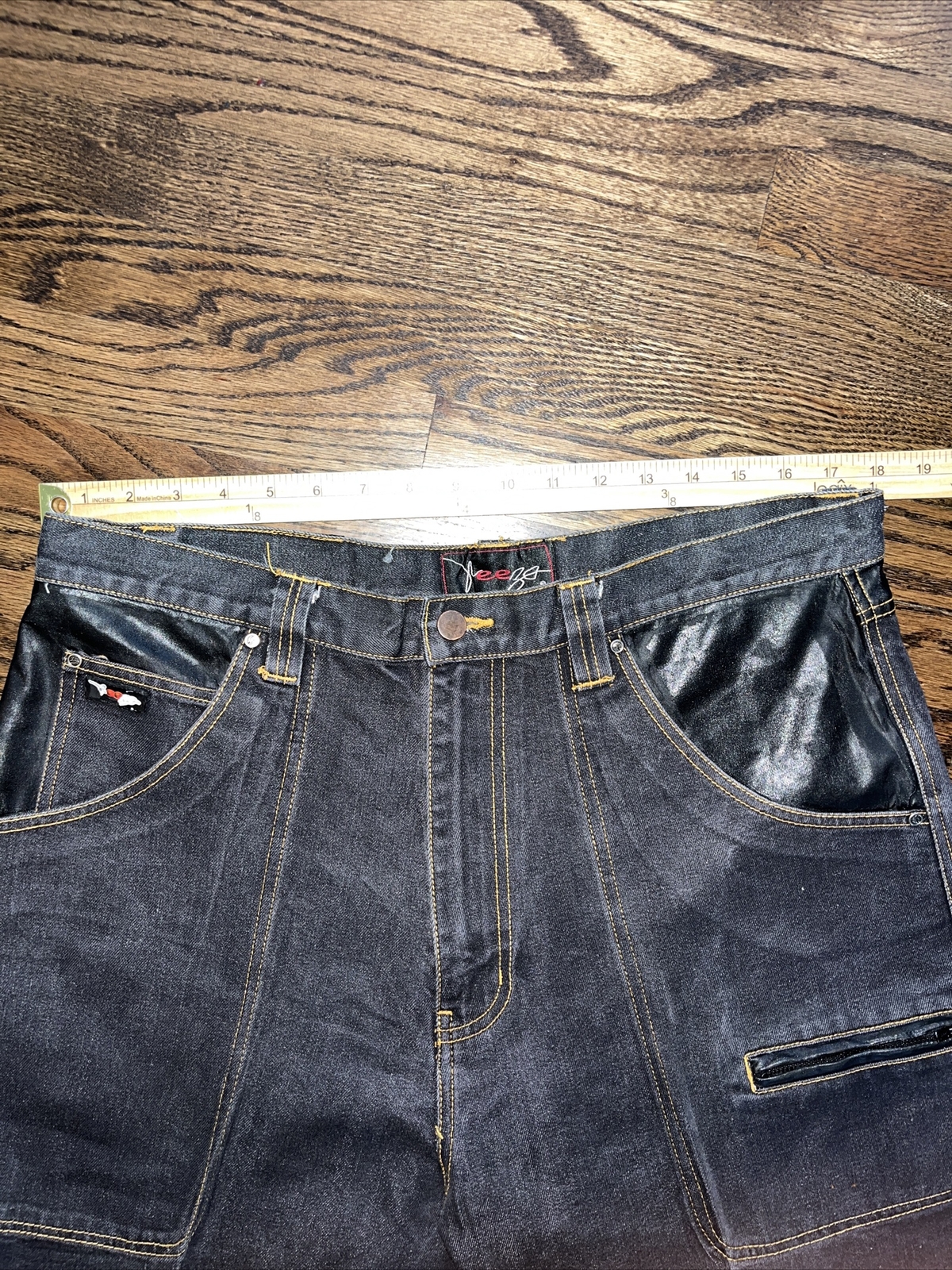 Veezo Jeans Mens 36x34 Black Cargo Baggy Streetwear Denim Jeans - View 12