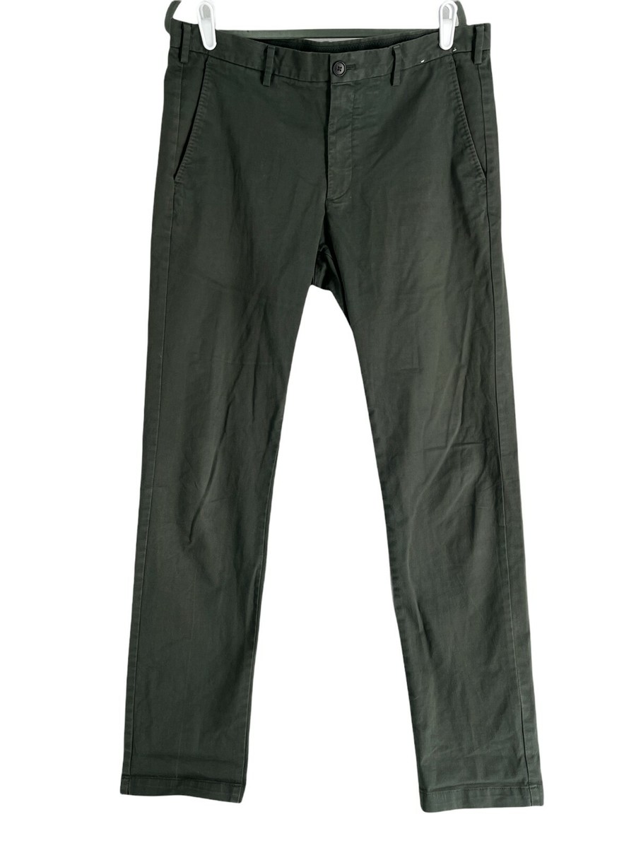 Uniqlo Slim Straight Stretch Green Olive Pants Men 34x34