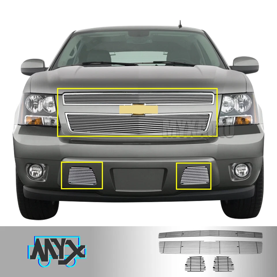 Billet Upper Bumper Grille Grill for 2007-2014 Chevy Tahoe/Suburban/Avalanche Foto 3 de 4