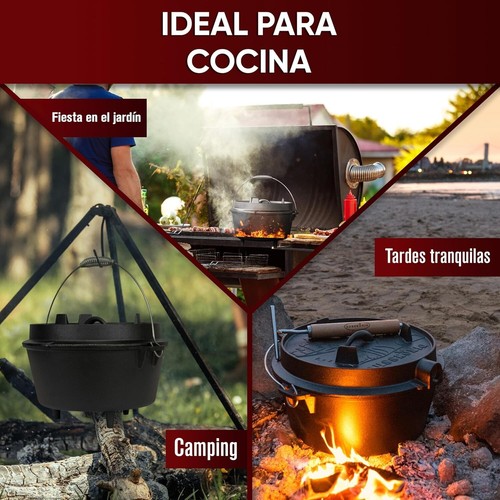 High-Performance 9QT Pre-Seasoned Dutch Oven - Includes Lid Lifter & Recipe Book - Picture 8 of 9