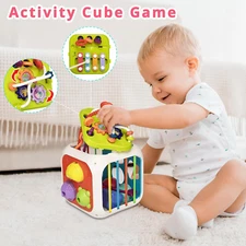 Montessori 7-in-1 Activity Cube for Toddlers – Shape Sorter & Baby Developmental