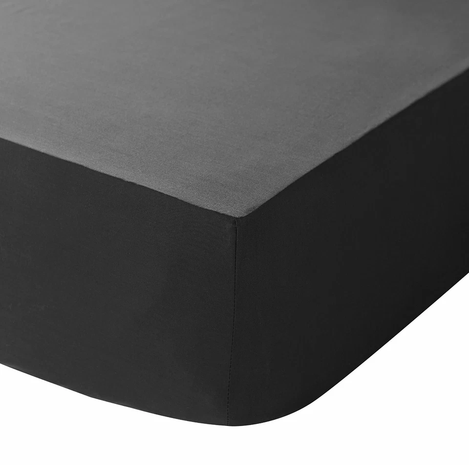 Black 4ft Small Double Bed Fitted Sheet 12" Depth 200TC Fully Elasticated