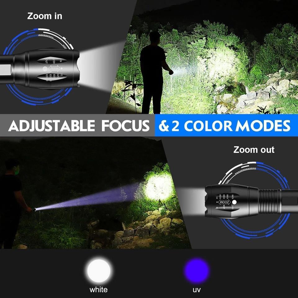 Linterna Azul Recargable 2 En 1, Linterna Portátil Impermeable, Linterna LED Con - Imagen 4 de 4