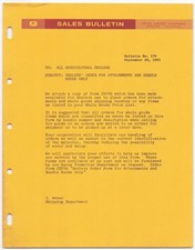 Vintage 1961 John Deere Sales Bulletin Dealership Memo - BUNDLE GOODS ORDER FORM