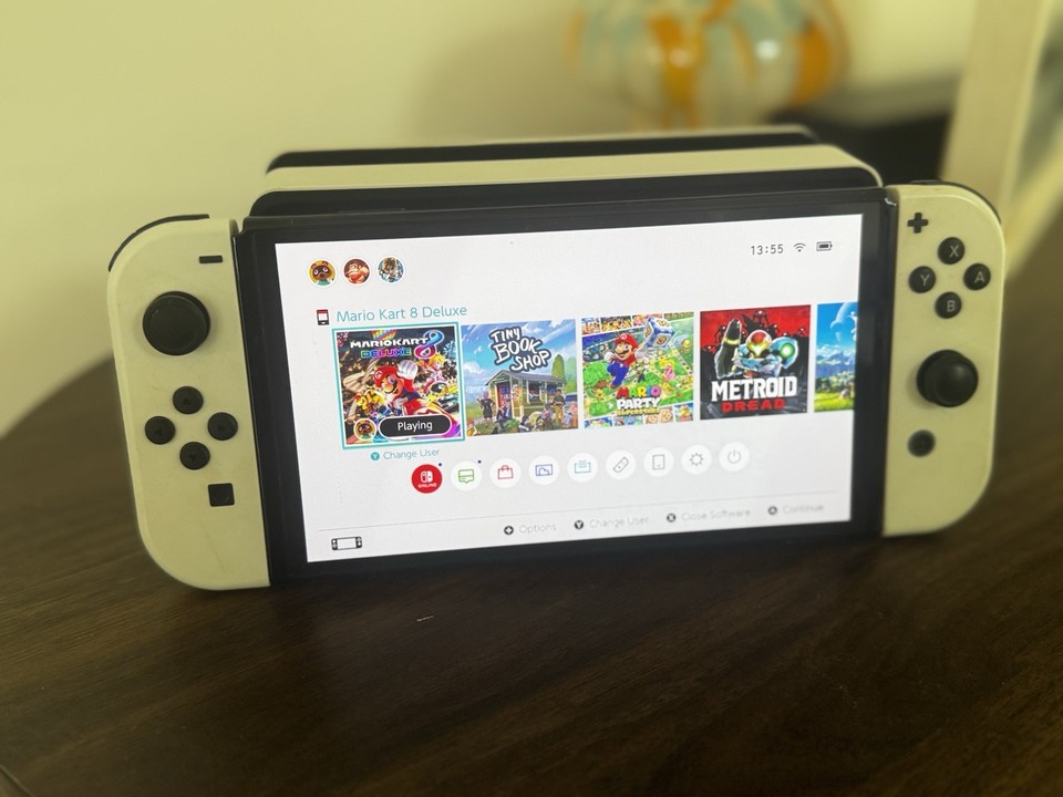 Switch Controller Dock Nintendo Switch OLED Model Console w/ White Joy-Con Controllers & Dock ...