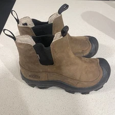 KEEN Anchorage III Boots Mens 7 Brown Fleece Lined Waterproof Pull On Outdoors