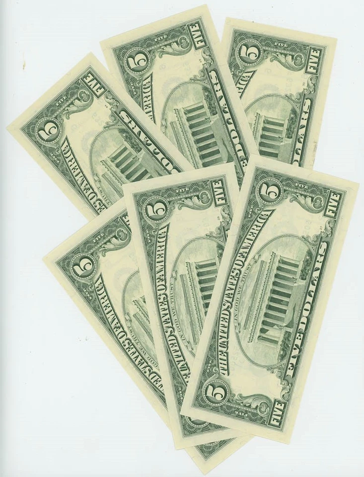 FR #1984 F/L $5 1995 (6) Federal Reserve Notes Atlanta & San Francisco DC-6266 - Image 2 of 3