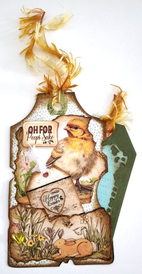 Easter Tags Chick For Peeps Sake Pockets OOAK #11 3D Art Junk Journal Handmade