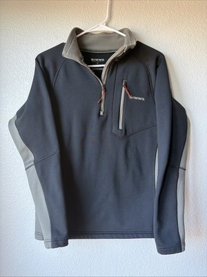 Simms Fishing Pullover Quarter Zip Jacket Gray Black Softshell Small
