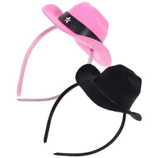 2Pcs Reusable Mini Cowgirl Hat Headbands Vintage Style Party Hair Accessories