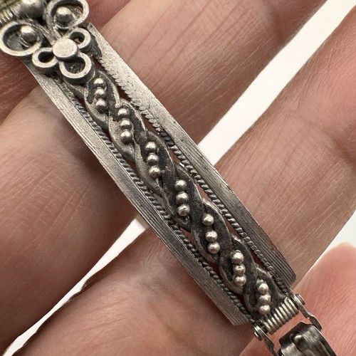 Vintage Russian Rostov Finith Enamel Floral Panel Bracelet Size 6.5" - Picture 14 of 16