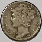 1940-P MERCURY 90% SILVER DIME (Extra Fine Details)