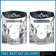 CROWN MDF WOOD MULTI-SURFACE WHITE PRIMER & UNDERCOAT PAINT 750ML QUICK DRY NEW