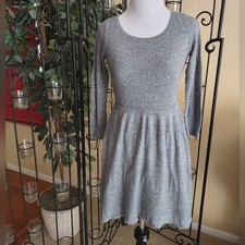 American Eagle Outfitters Gray Pleated Smocked Mini Dress