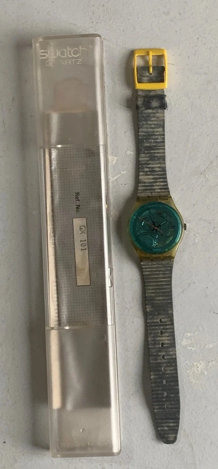 SWATCH Watch GK103 TURQUOISE BAY 1986 As New In Case w/Papers - image 2 of 4